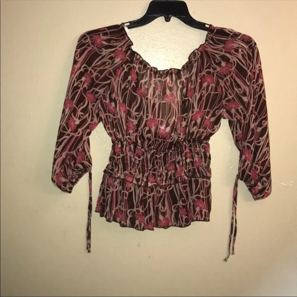 Candie’s,girl’s brown & pink 3/4 sleeves top.Size L. - Picture 2 of 6